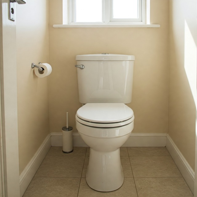 Modern toilet installation in a well-lit bathroom, showcasing expert plumbing and maintenance services in Middleton.