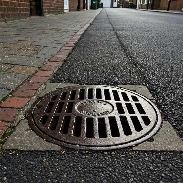 Image of a blocked drain on a residential street in Walton, highlighting the need for expert drain unblocking and maintenance services.