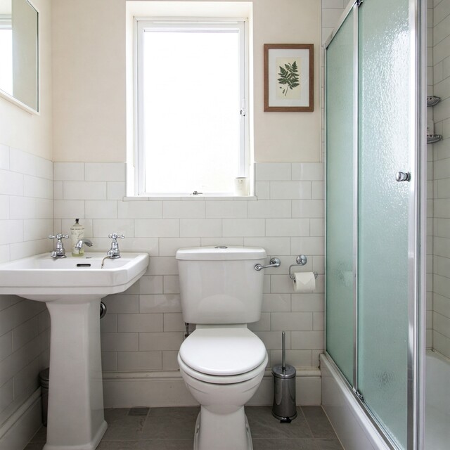 Image of a modern bathroom in Walton featuring a toilet with potential blocked drain issues, requiring professional unblocking services