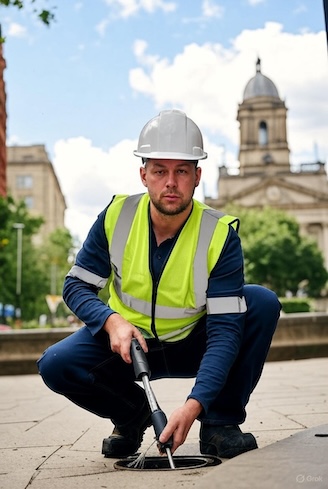 engineer rodding a drain in woodhouse leeds