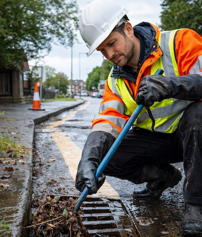 main clearing debris from drain